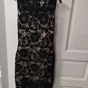 Elegant Black Lace Midi Dress
